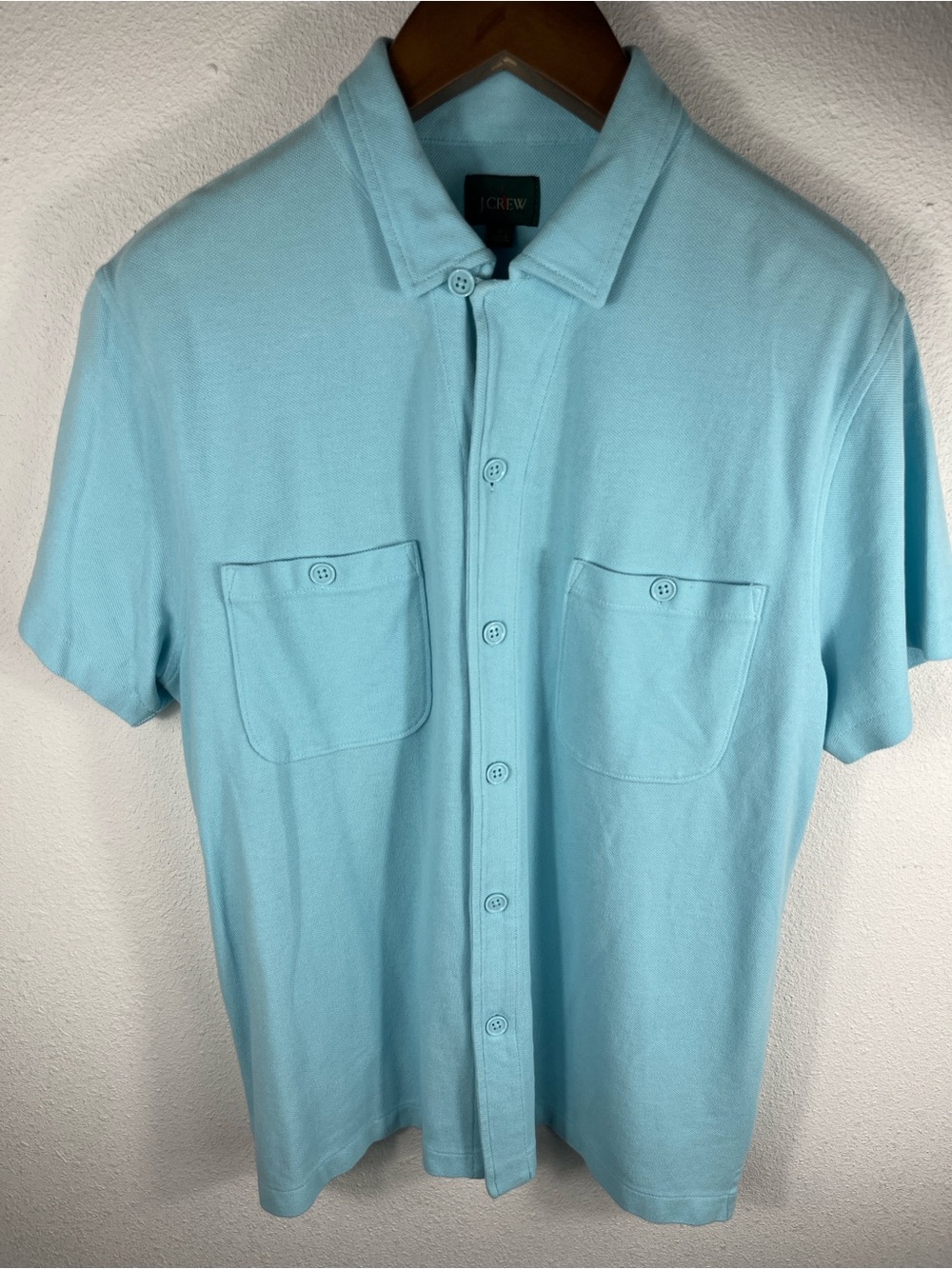 Vintage J Crew Y2K Oarsman Mens Large Shirt Light Blue Short Sleeve Button Down